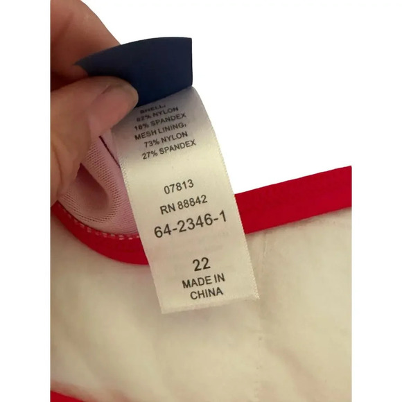 Swimsuits for all Red Bandeau Shirred Side High Waist Swimsuit Set Size 22 - Picture 7 of 8